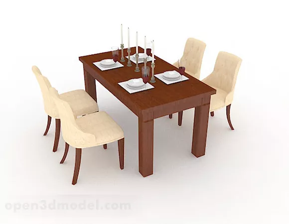 Apartment Wooden Dining Table Chair 3d model Apartment Wooden Dining Table Chair 3d model