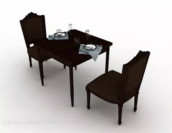 Brown Wood Dining Table Chair Design 3d model Brown Wood Dining Table Chair Design 3d model