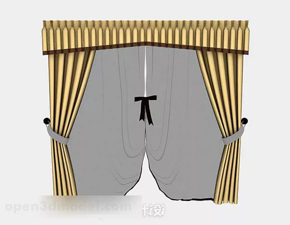 Yellow Grey Curtain 3d model Yellow Grey Curtain 3d model