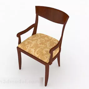 Brown Simple Wooden Home Chair 3d model