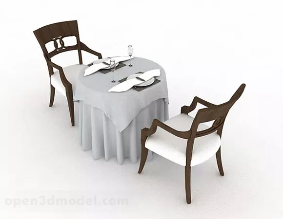Wooden Dining Table And Chair 3d model Wooden Dining Table And Chair 3d model
