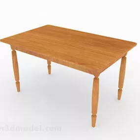 Yellow Wooden Dining Table V2 3d model