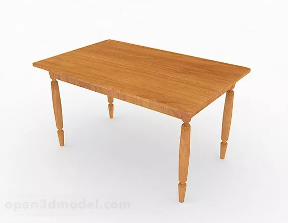 Yellow Wooden Dining Table V2 3d model Yellow Wooden Dining Table V2 3d model