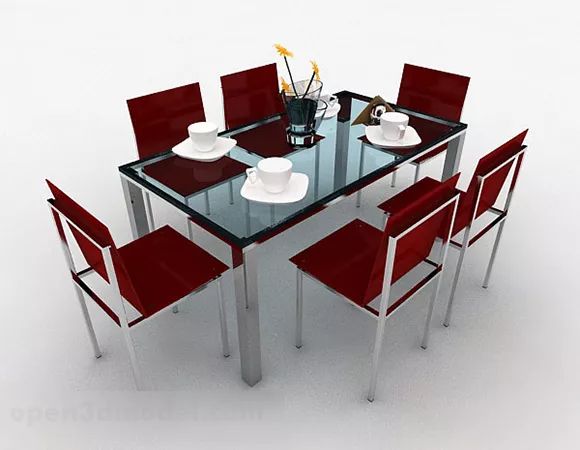 Simple Home Dining Table And Chair 3d model Simple Home Dining Table And Chair 3d model