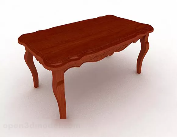 Red Brown Wooden Dining Table 3d model Red Brown Wooden Dining Table 3d model