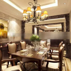Antique Furniture Restaurant Interior 3d model