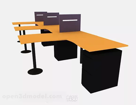 Yellow Office Desk V2 3d model Yellow Office Desk V2 3d model