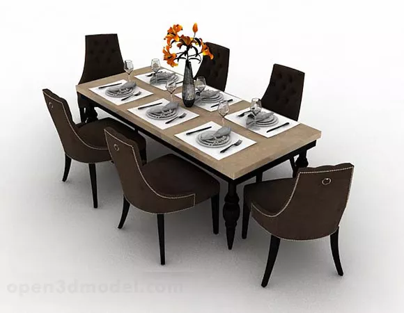 European Simple Dining Table And Chair 3d model European Simple Dining Table And Chair 3d model