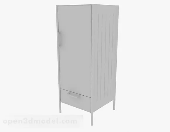 Wooden Wardrobe With Circle Open Door 3d model