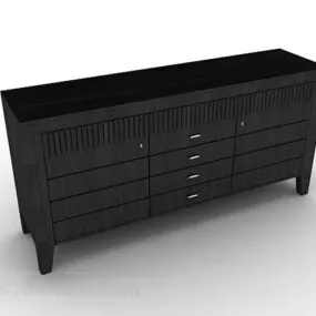 Black Wooden Tv Cabinet V4 3d model