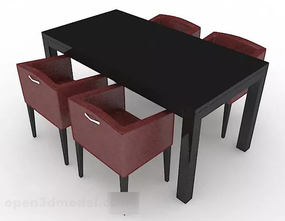 Simple Wooden Dining Table And Chair V1 3d model Simple Wooden Dining Table And Chair V1 3d model
