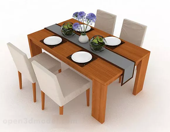 Simple Wooden Dining Table And Chair V2 3d model Simple Wooden Dining Table And Chair V2 3d model