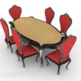 European Dining Table And Chair V2 3d model