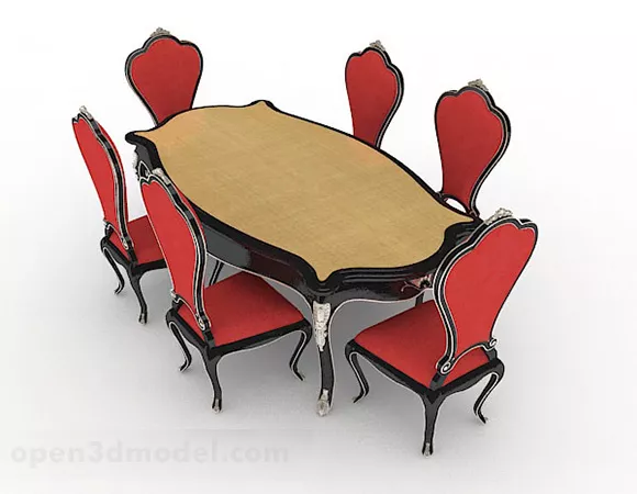 European Dining Table And Chair V2 3d model European Dining Table And Chair V2 3d model
