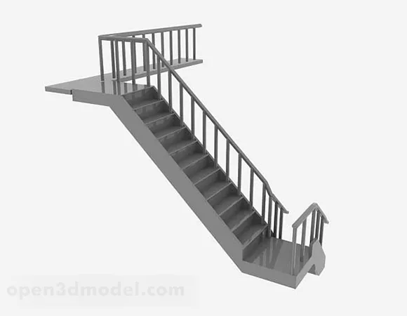 Gray L Stairs 3d model Gray L Stairs 3d model