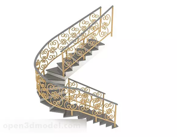 Gray Curved Stairs 3d model Gray Curved Stairs 3d model