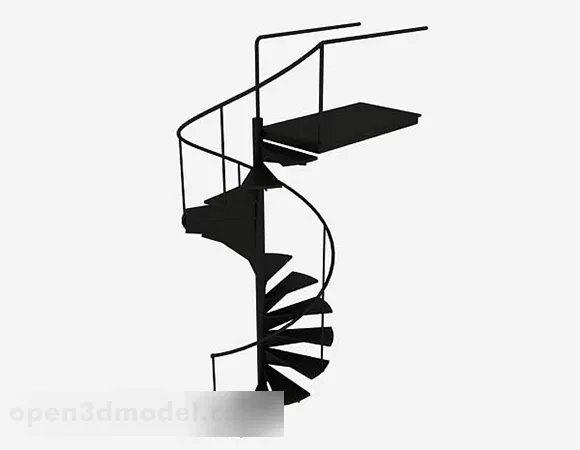 Black Iron Spiral Staircase 3d model Black Iron Spiral Staircase 3d model