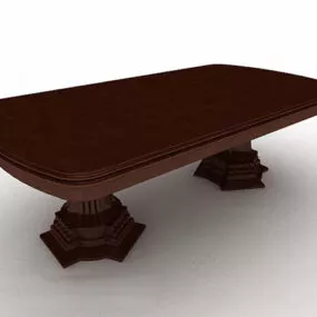 Brown Wooden Dining Table V2 3d model