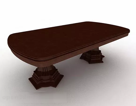 Brown Wooden Dining Table V2 3d model Brown Wooden Dining Table V2 3d model