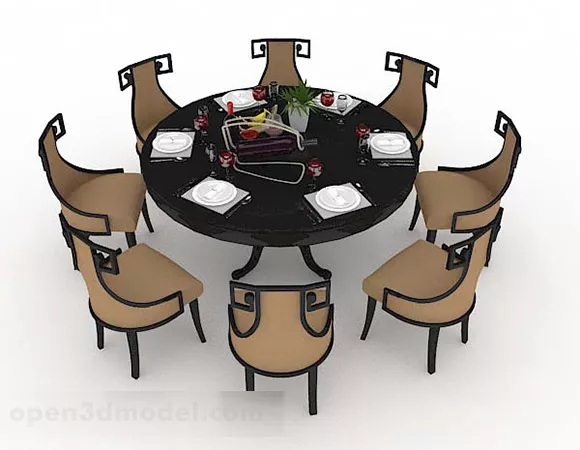 Round Dining Table Chair V1 3d model Round Dining Table Chair V1 3d model