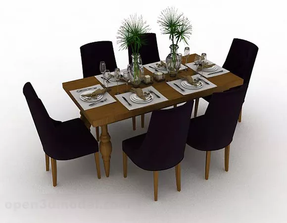Modern Home Dining Table Chair 3d model Modern Home Dining Table Chair 3d model