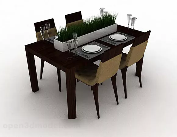 Brown Wooden Dining Table Chair V1 3d model Brown Wooden Dining Table Chair V1 3d model