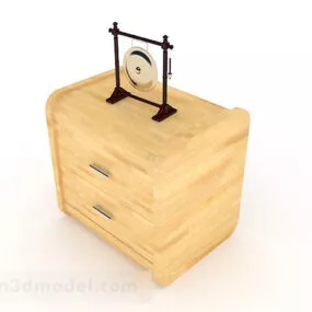 Yellow Wooden Bedside Table 3d model