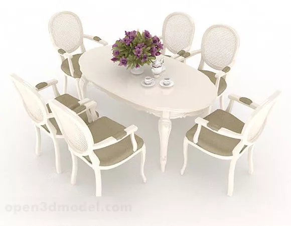 European White Dining Table Chair V1 3d model European White Dining Table Chair V1 3d model