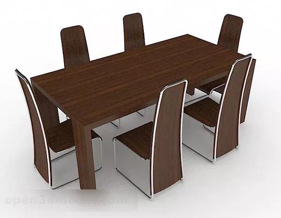 Simple Brown Dining Table Chair V1 3d model Simple Brown Dining Table Chair V1 3d model