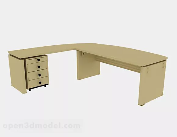 Yellow Office Desk V3 3d model Yellow Office Desk V3 3d model
