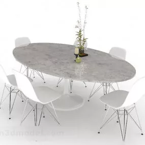 Simple Oval Dining Table Chair 3d model