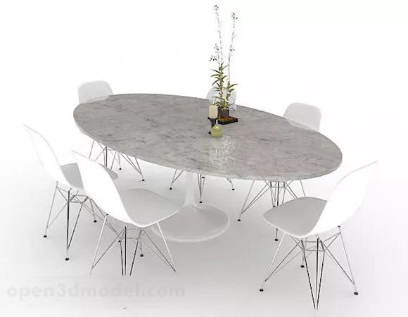 Simple Oval Dining Table Chair 3d model Simple Oval Dining Table Chair 3d model
