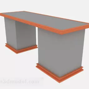 Gray Office Desk Modern 3d model