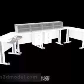 White Paint Office Desk 3d model