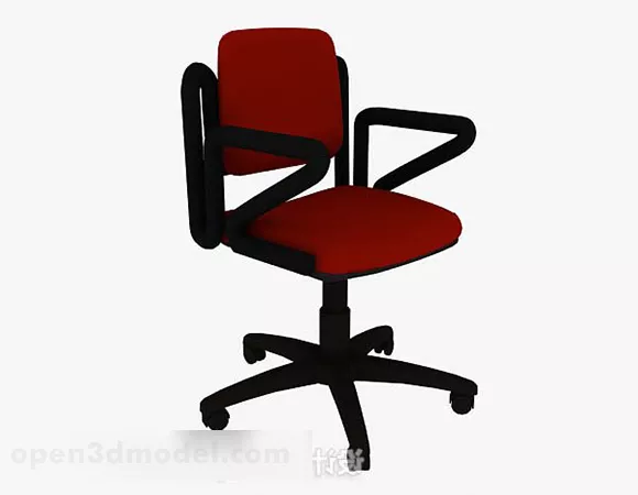 Red Color Common Office Chair 3d model Red Color Common Office Chair 3d model