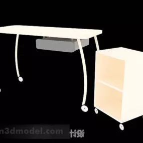 Yellow Wooden Minimalist Desk 3d model