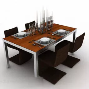 Simple Style Dining Table And Chair 3d model