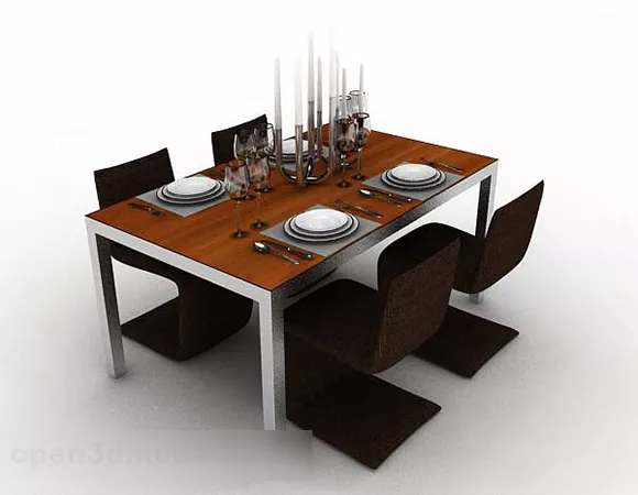 Simple Style Dining Table And Chair 3d model Simple Style Dining Table And Chair 3d model