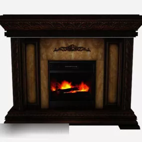 Brown Stone Fireplace V3 3d model