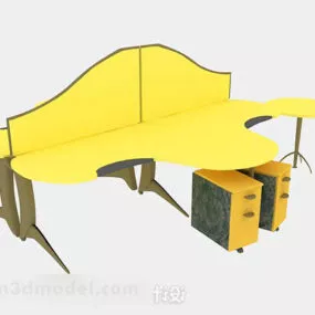 Yellow Office Working Desk 3d model
