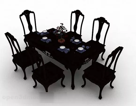 Chinese Style Wooden Dining Table And Chair V1 3d model Chinese Style Wooden Dining Table And Chair V1 3d model