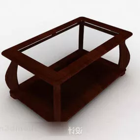 Brown Wooden Coffee Table V20 3d model