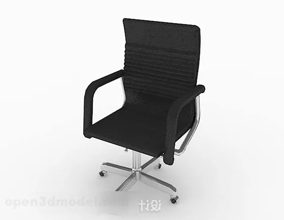 Black Leather Office Wheels Chair 3d model Black Leather Office Wheels Chair 3d model