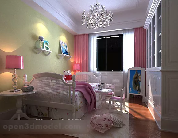 Pink Hair Young Girl Character 3d model