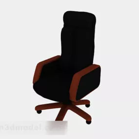 Black Leather Office Wheel Chair 3d model