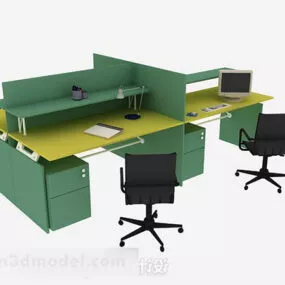 Green Office Chair With Table 3d model