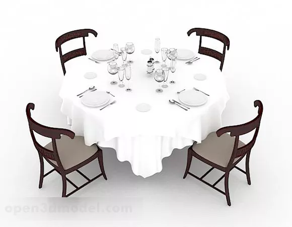 Wooden Round Dining Table And Chair V1 3d model Wooden Round Dining Table And Chair V1 3d model