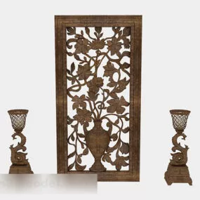 Chinese Carved Wooden Partition 3d model