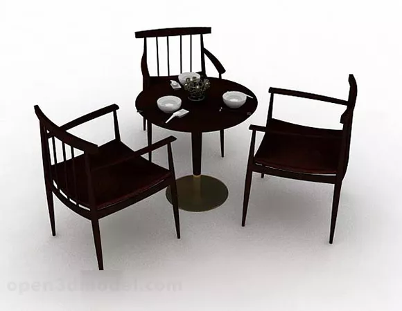 Simple Wooden Dining Table Chair Set 3d model Simple Wooden Dining Table Chair Set 3d model