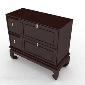 Brown Wooden Office Cabinet V5 3d model